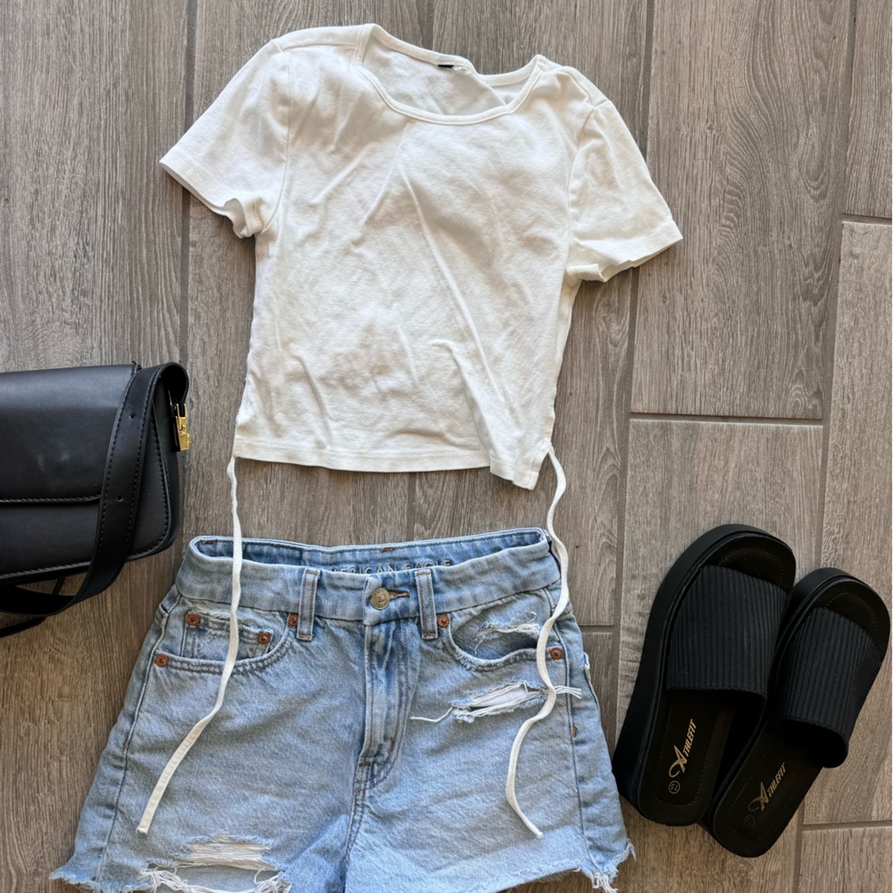 White Tie Back Crop Top